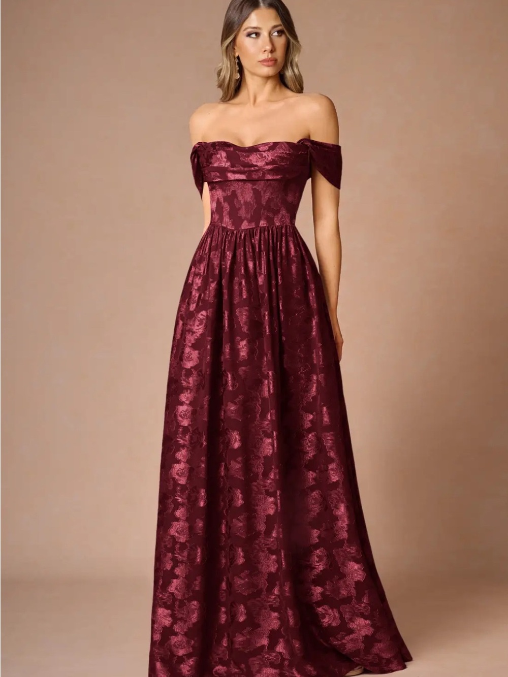 Azazie Hazel Wine Corset Maxi Dress Size 4 Homecoming Formal